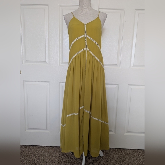 Ixiah Dresses & Skirts - Ixiah Mustard Maxi Dress with Lace Accents